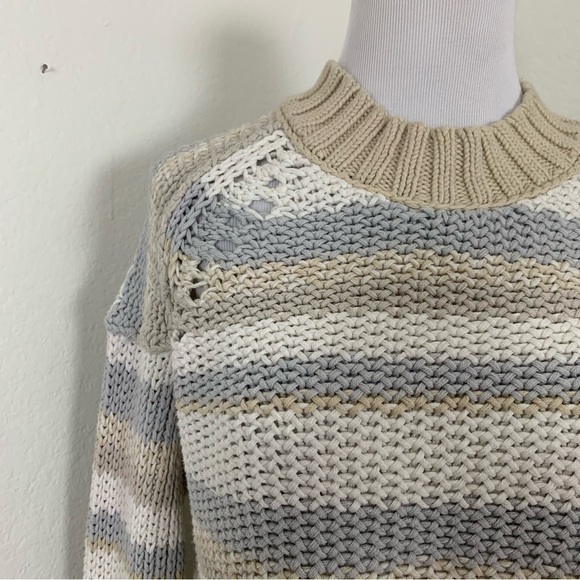 Free People Devon Gravity Combo Open Knit Cropped Crewneck Pullover Sweater - Picture 8 of 16